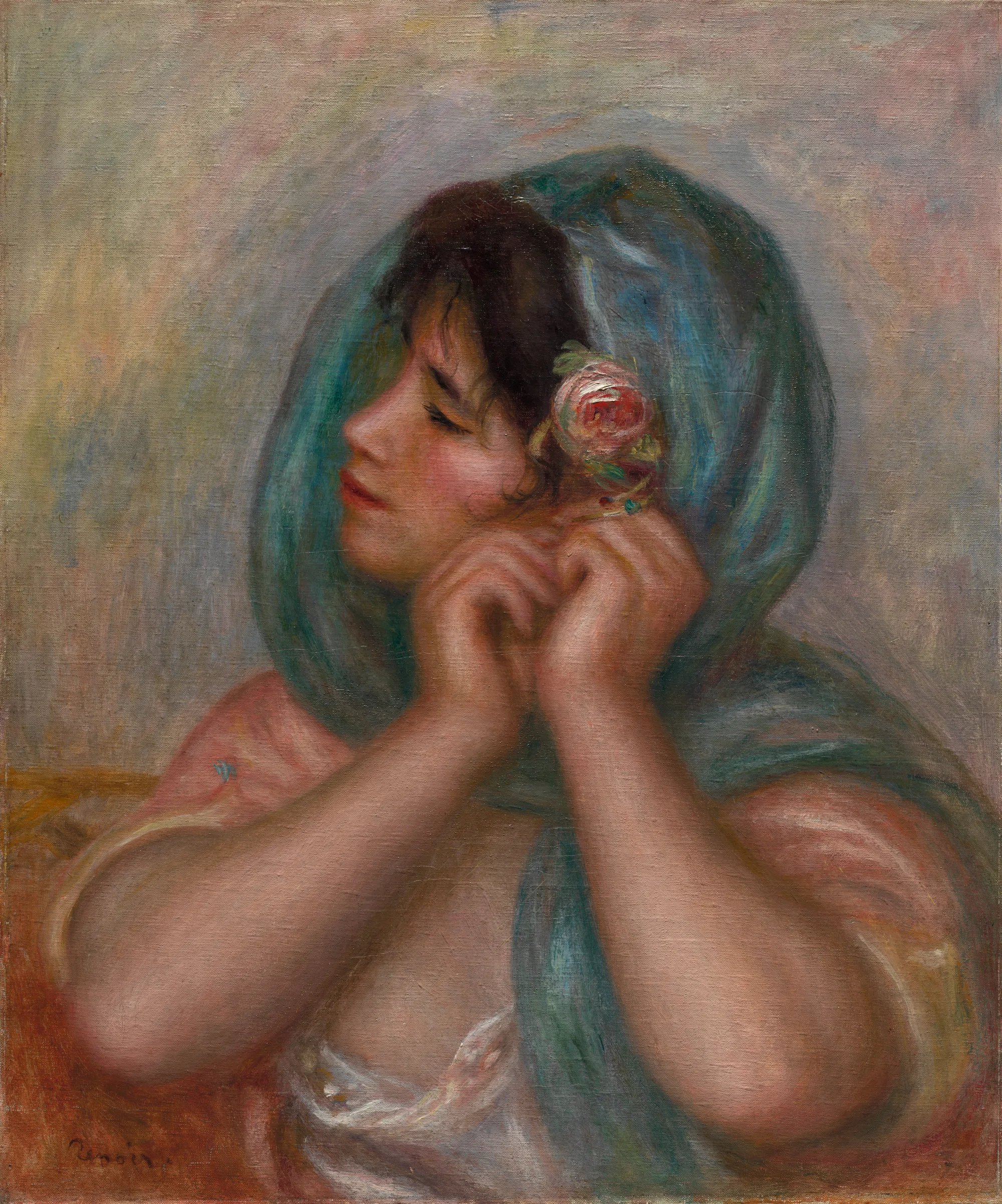 Pierre-Auguste Renoir — Młoda kobieta poprawiająca kolczyk. The Cleveland Museum of Art, CC0.
